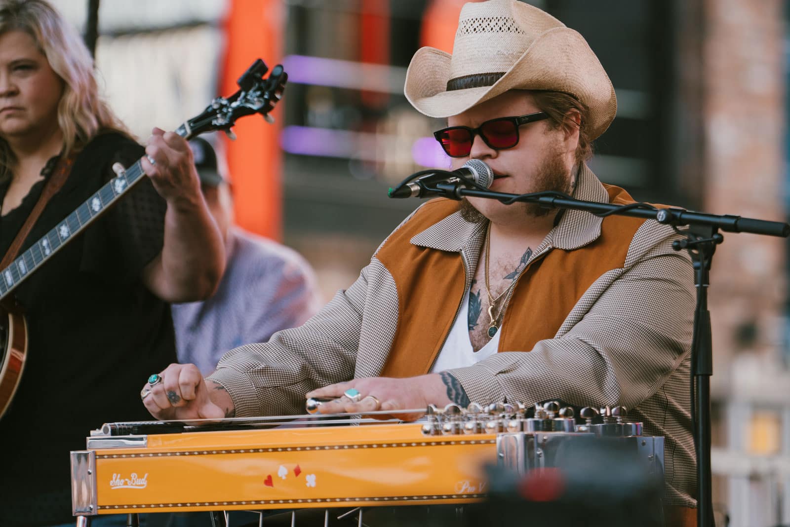 Marcus King plays his new Sho-Bud pedal steel guitar at Robert's Western World Fan Fair in Nashville 2025.