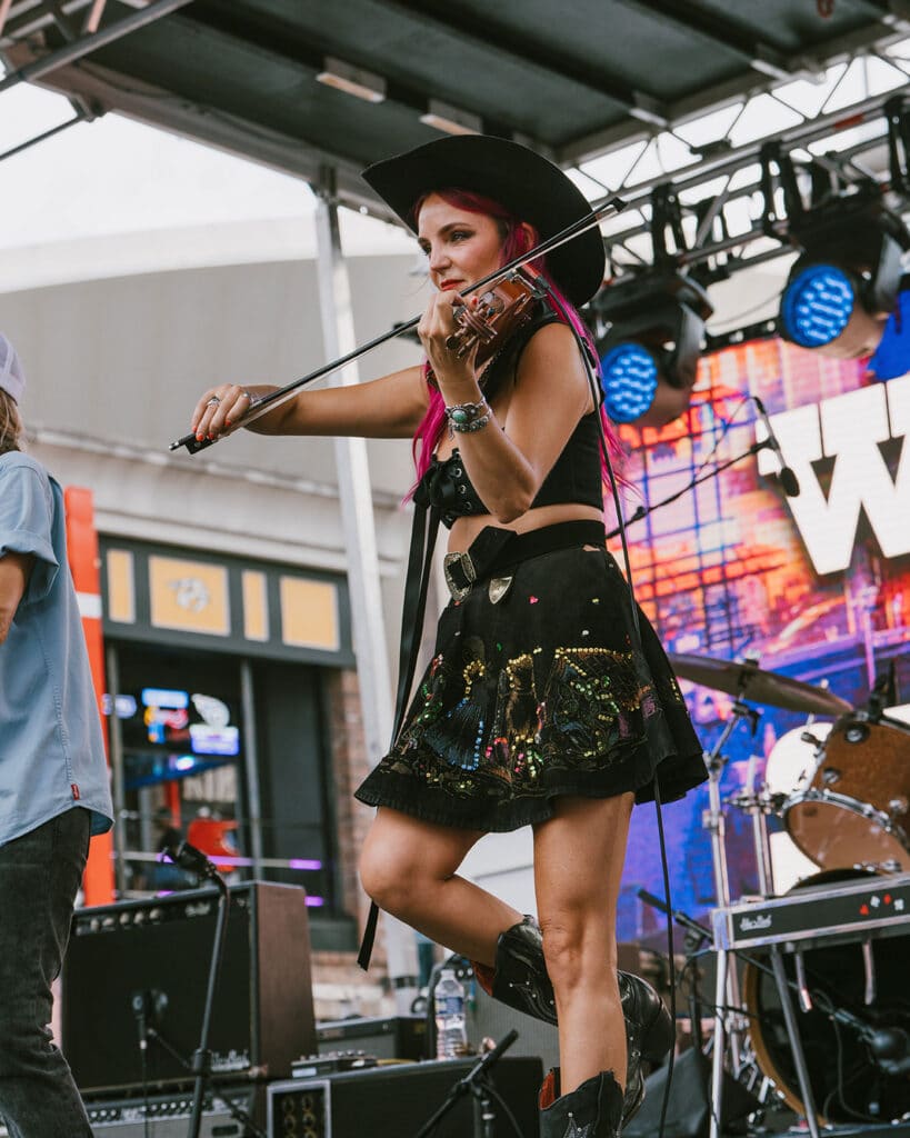 Andrea Whitt on stage during the Sho-Bud Showcase Live at Robert’s Western World Fan Fair Nashville 2025