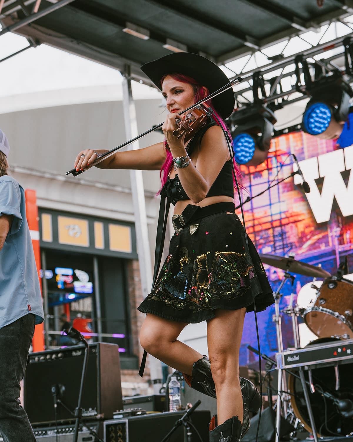 Andrea Whitt on stage during the Sho-Bud Showcase Live at Robert’s Western World Fan Fair Nashville 2025