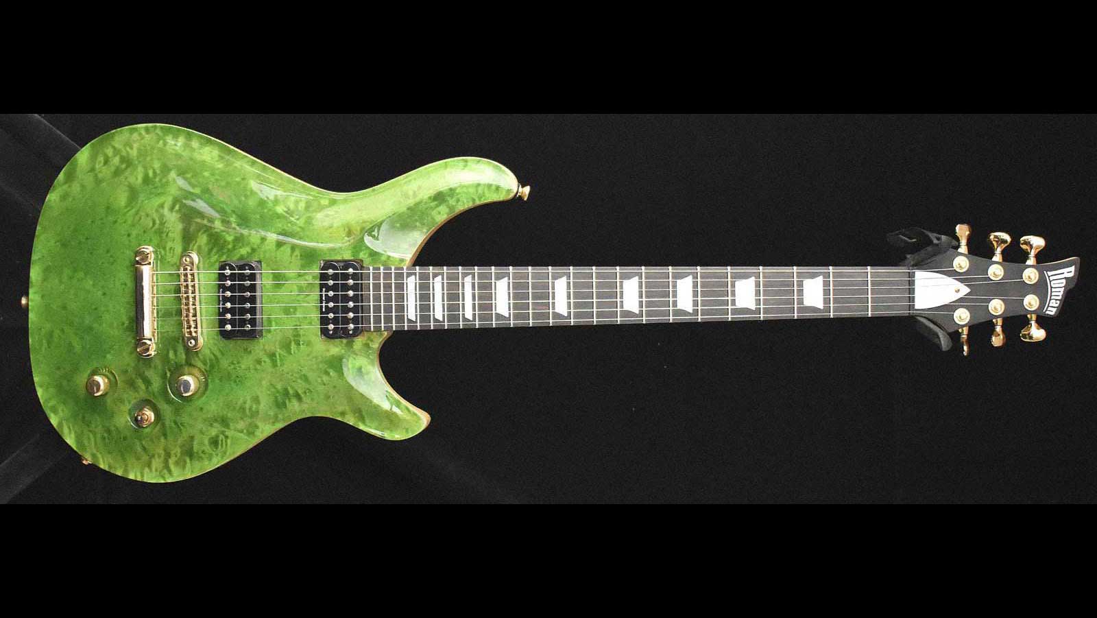 Roman Quicksilver Figured Maple & Korina Transparent Green Top - Image 3