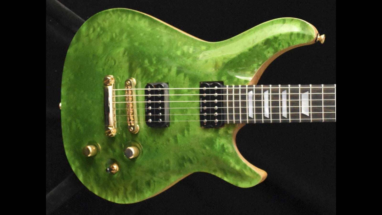 Roman Quicksilver Figured Maple & Korina Transparent Green Top - Image 2