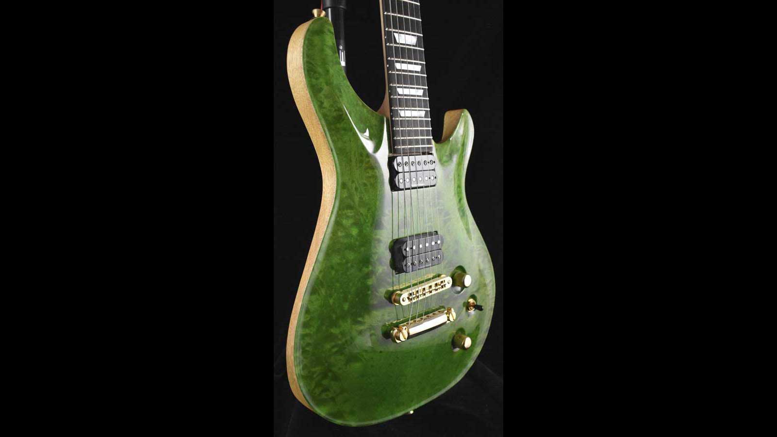 Roman Quicksilver Figured Maple & Korina Transparent Green Top - Image 8
