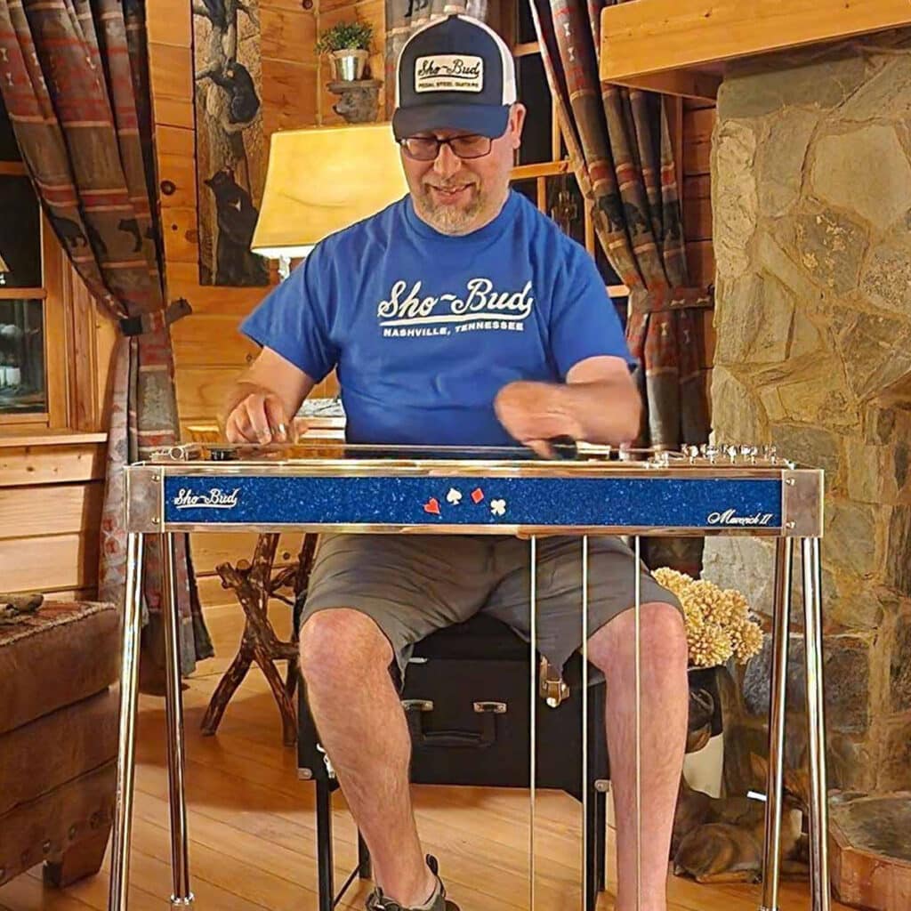 Brett Day playing his blue Maverick II